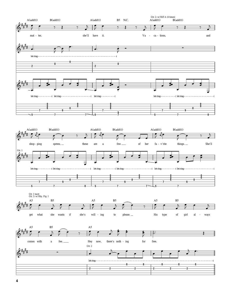 Girls & Boys by Good Charlotte Guitar Tablature - Digital Sheet Music page 4