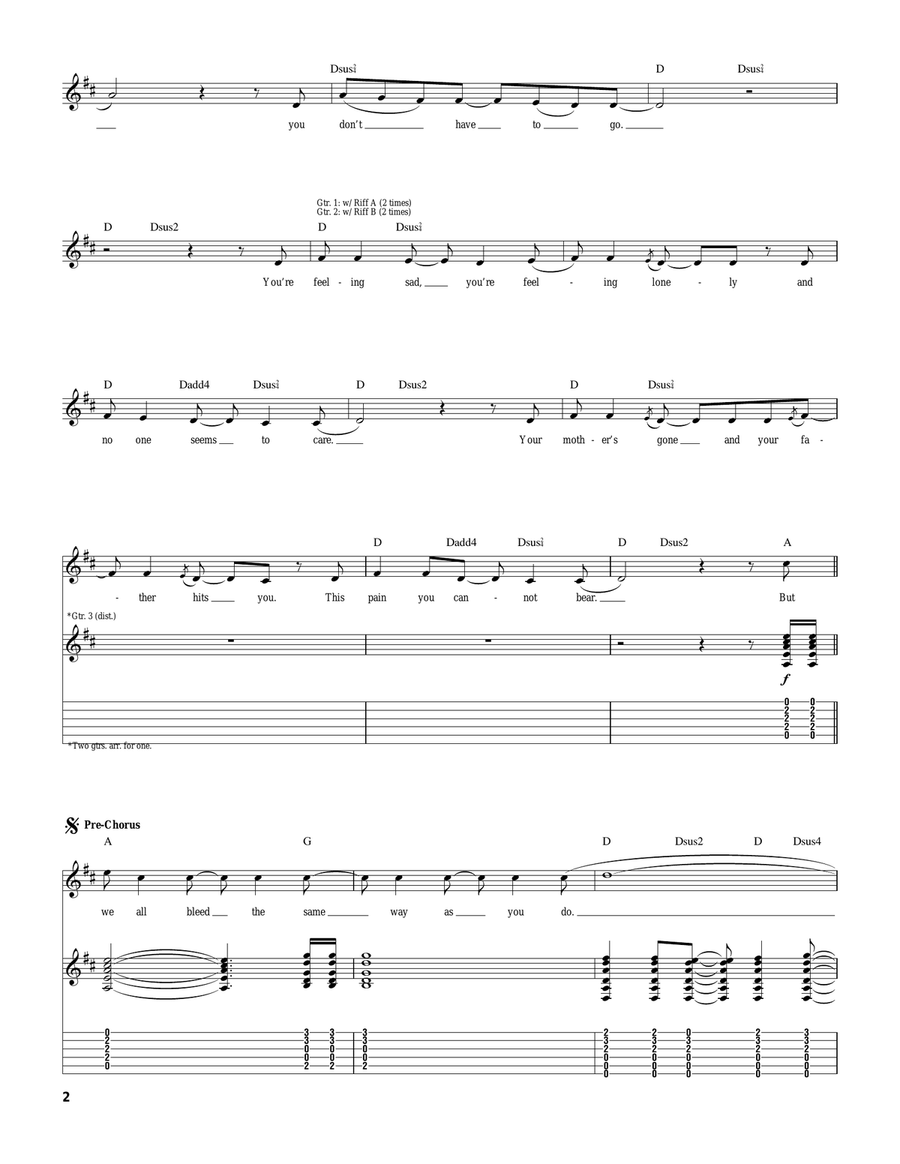 Hold On Hold On Guitar Tablature scores gallery preview page 2