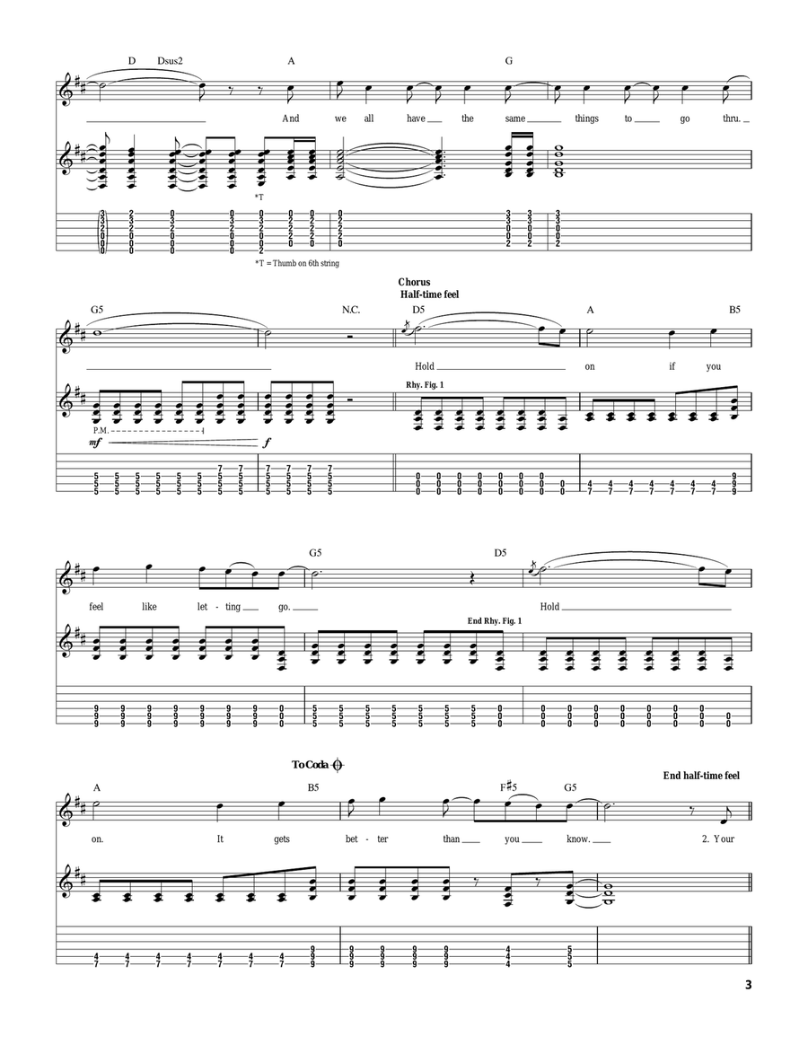 Hold On Hold On Guitar Tablature scores gallery preview page 3