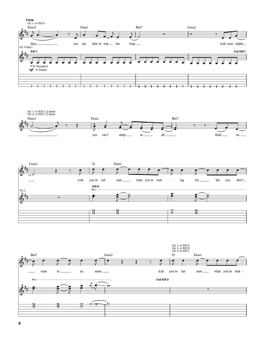 Hold On Hold On Guitar Tablature scores gallery preview page 4