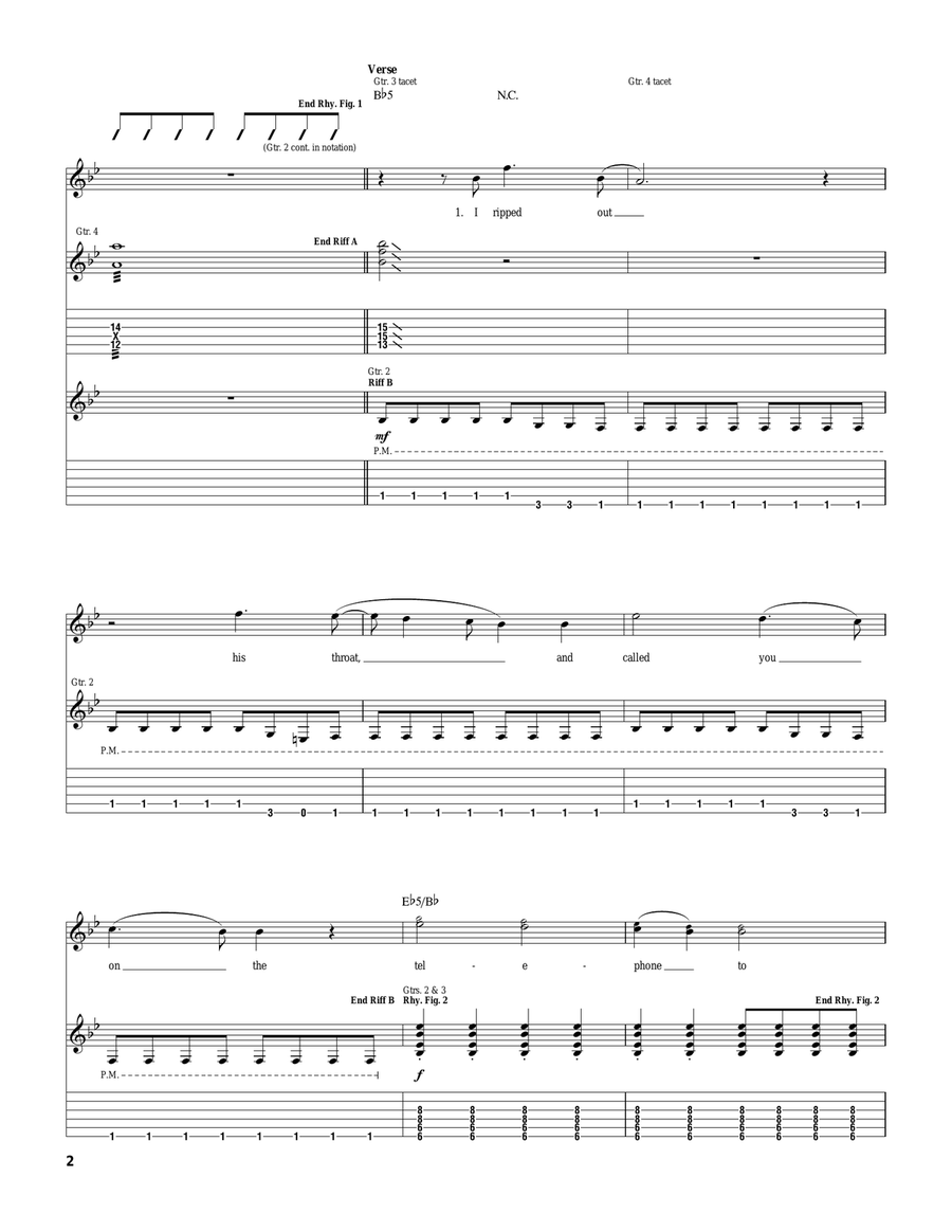 My Bloody Valentine My Bloody Valentine Guitar Tablature scores gallery preview page 2
