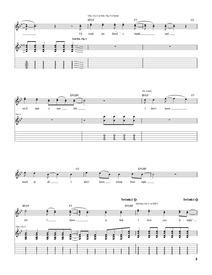 My Bloody Valentine My Bloody Valentine Guitar Tablature scores gallery preview page 5