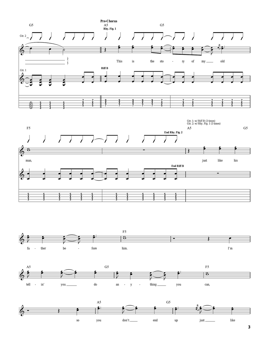 The Story Of My Old Man The Story Of My Old Man Guitar Tablature scores gallery preview page 3