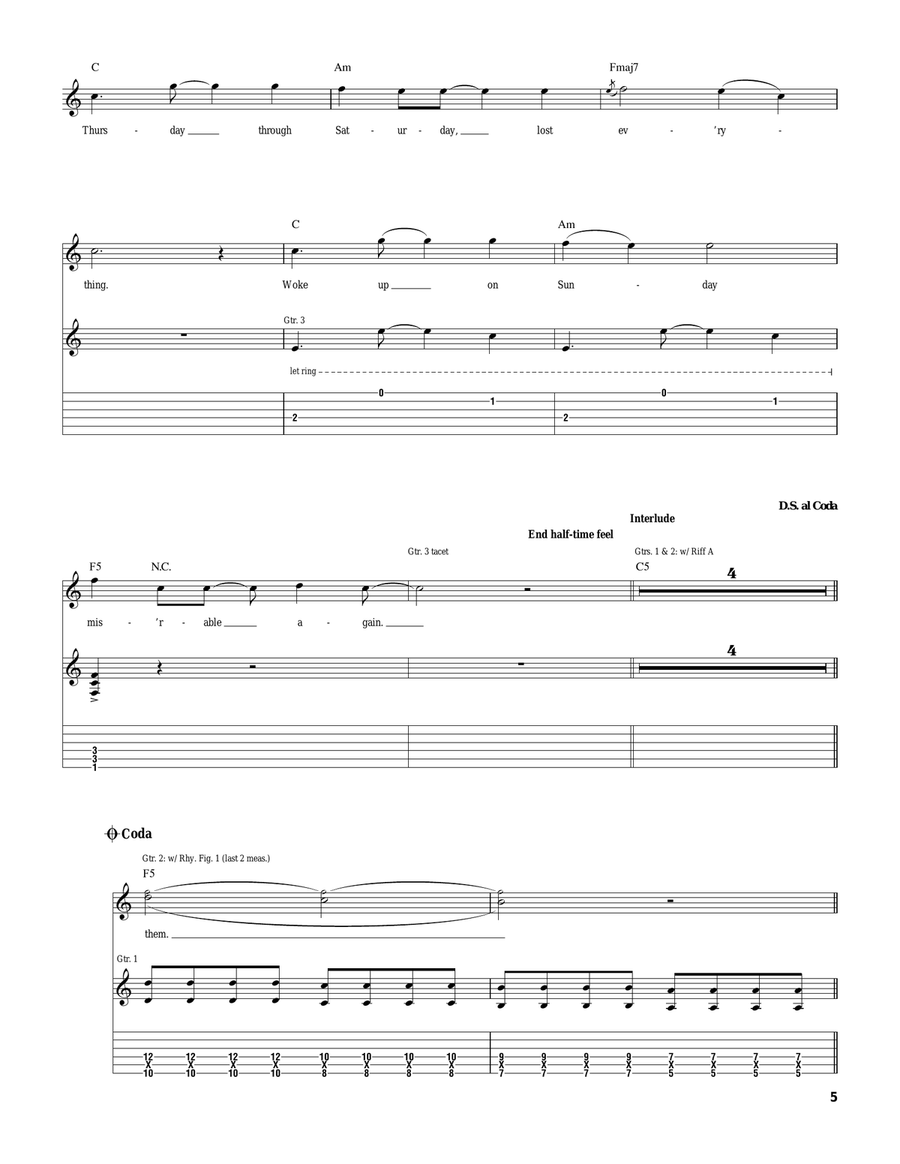 The Story Of My Old Man The Story Of My Old Man Guitar Tablature scores gallery preview page 5