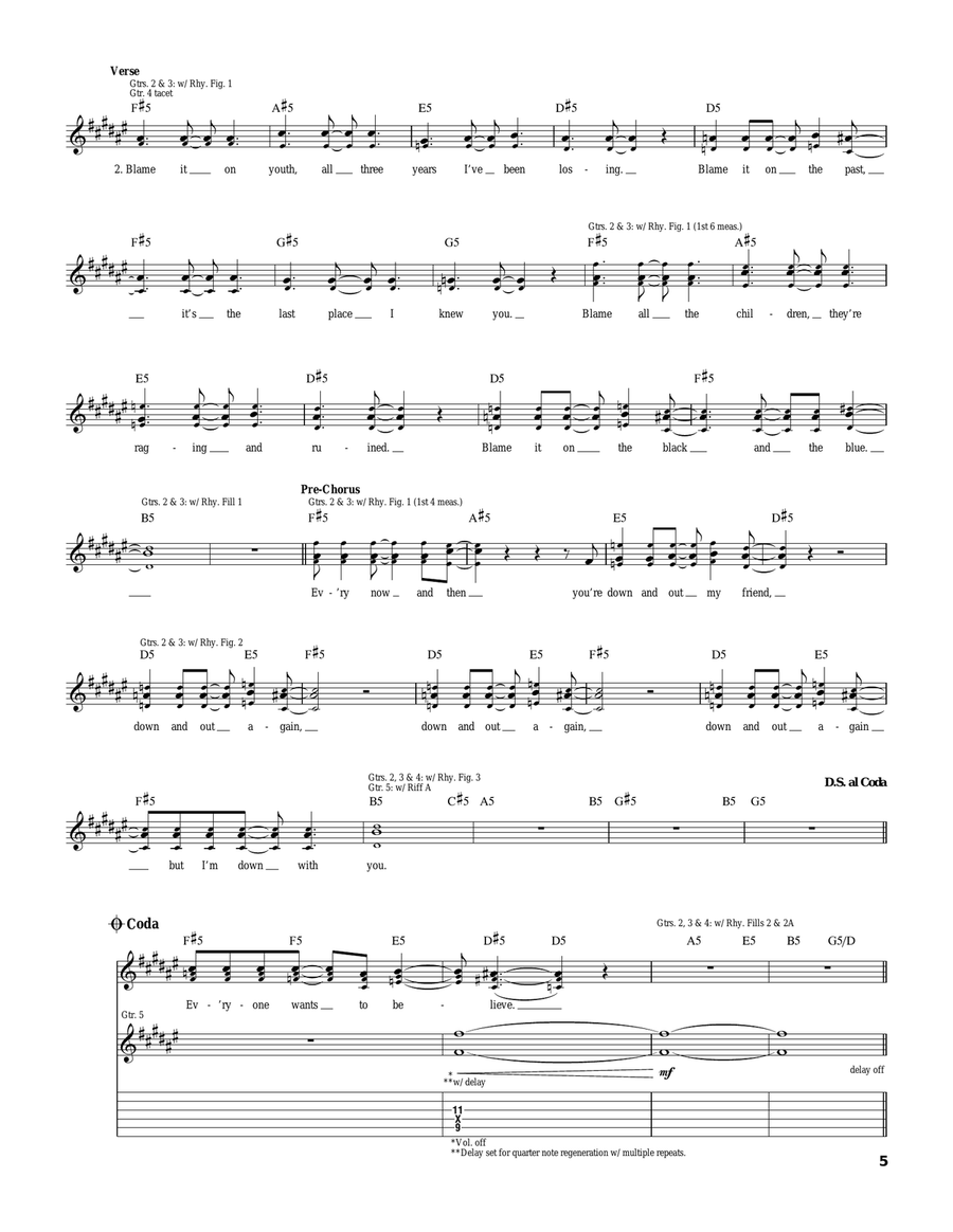 Lonely As You Lonely As You Guitar Tablature scores gallery preview page 5