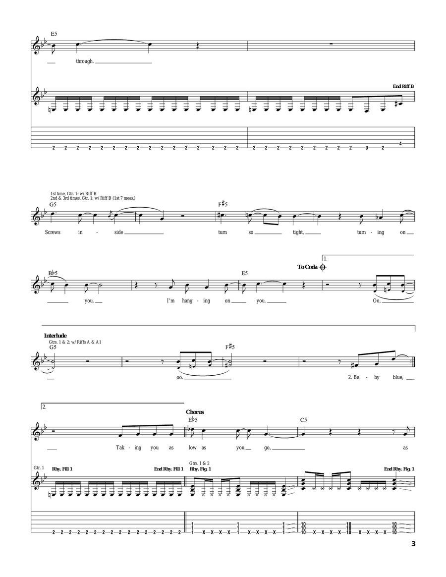Low Low Guitar Tablature scores gallery preview page 3