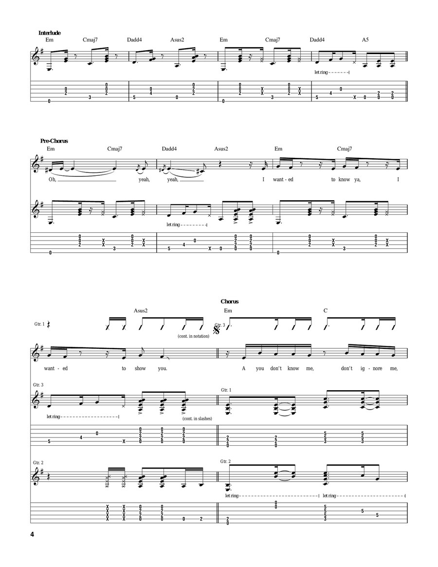Unwanted Unwanted Acoustic Guitar scores gallery preview page 4