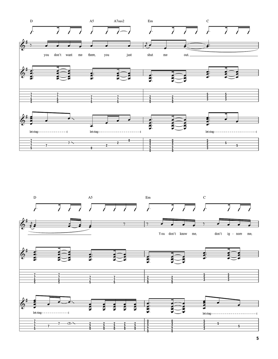 Unwanted Unwanted Acoustic Guitar scores gallery preview page 5
