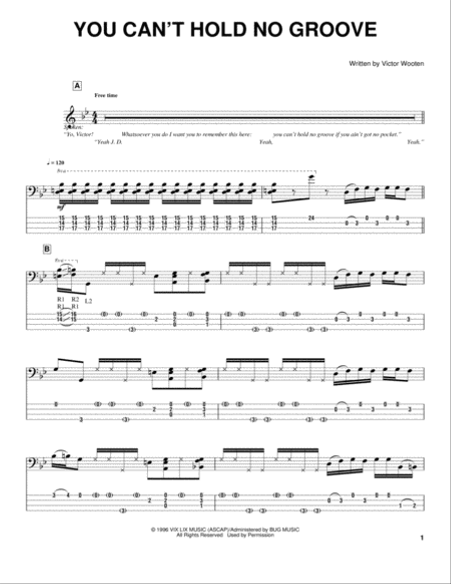 You Can't Hold No Groove Guitar Tablature scores gallery preview page 1