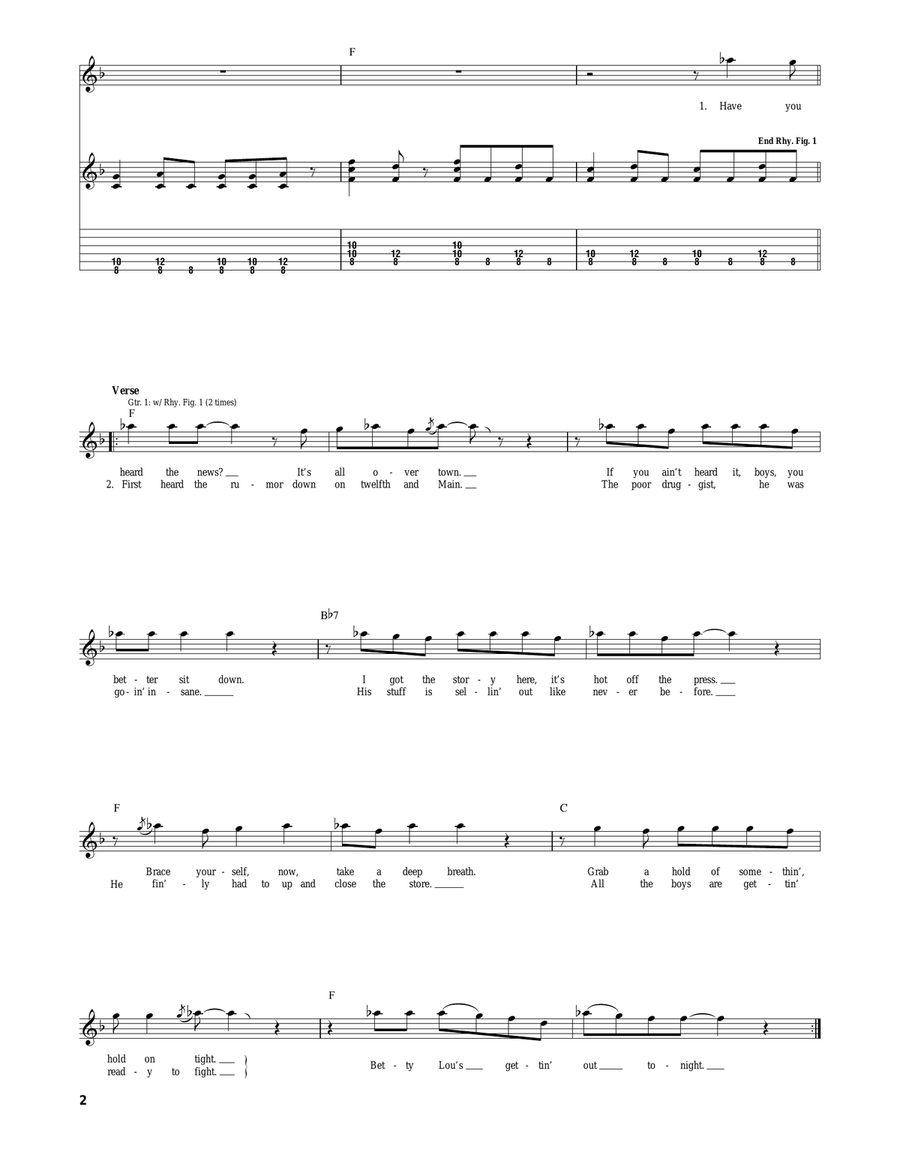 Betty Lou's Gettin' Out Tonight Acoustic Guitar scores gallery preview page 2