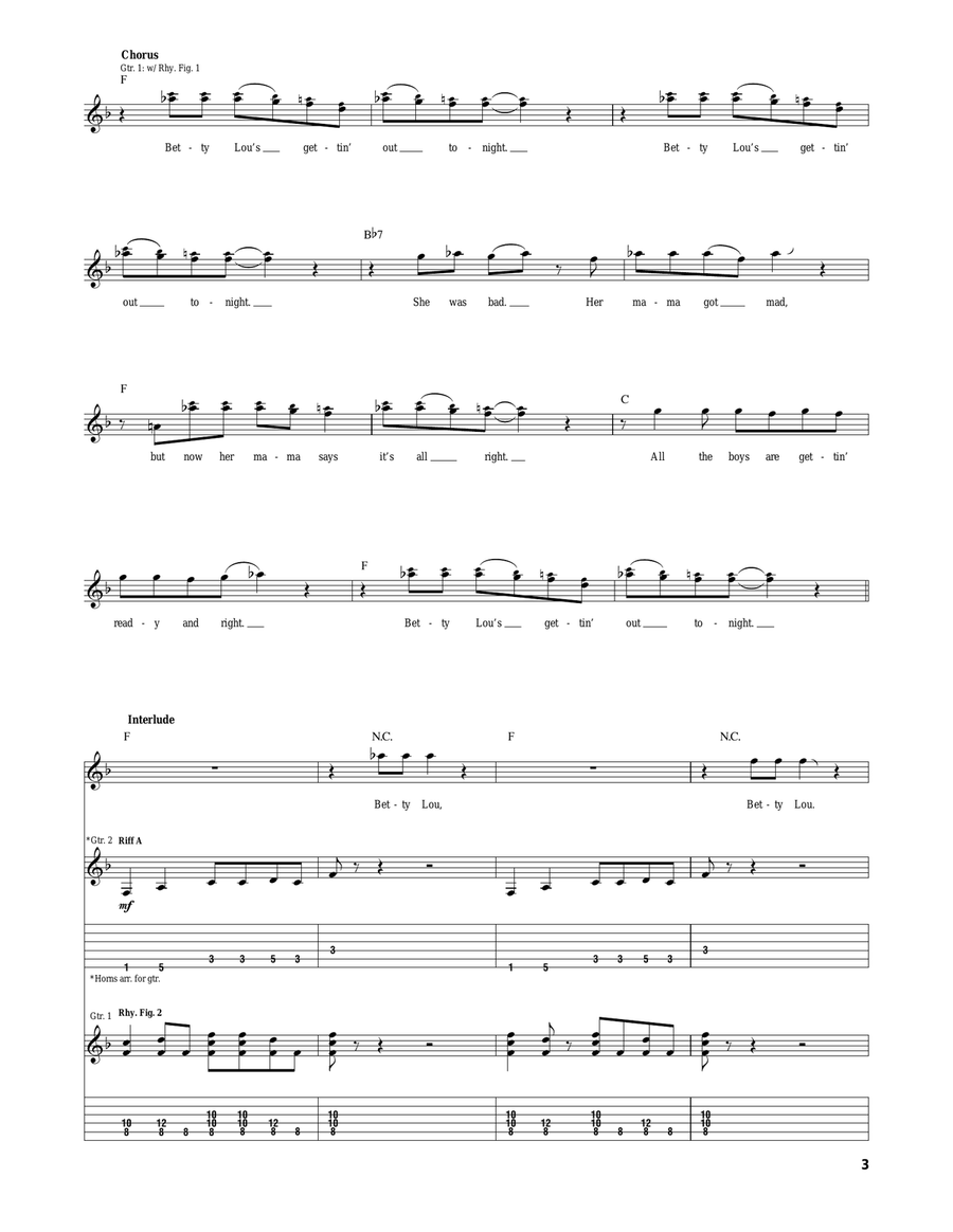 Betty Lou's Gettin' Out Tonight Acoustic Guitar scores gallery preview page 3