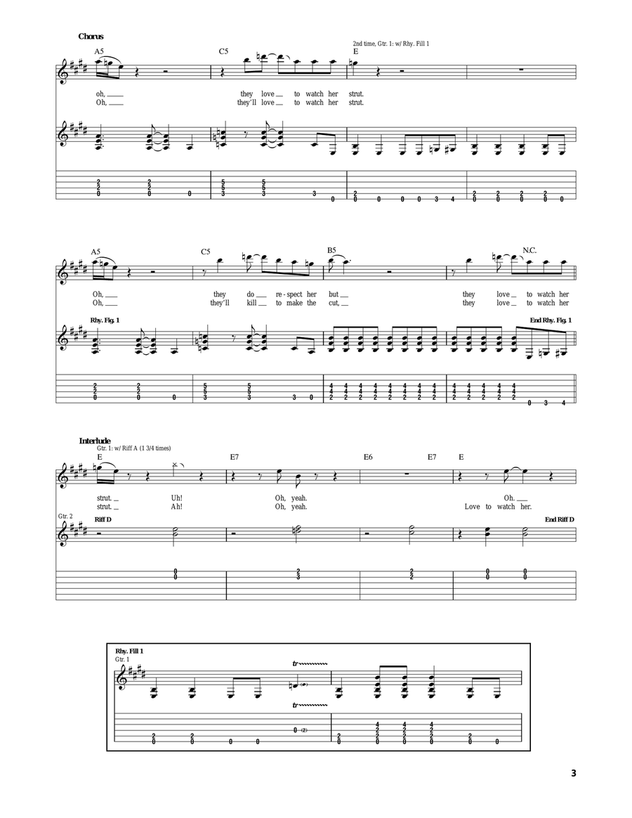 Her Strut Her Strut Guitar Tablature scores gallery preview page 3