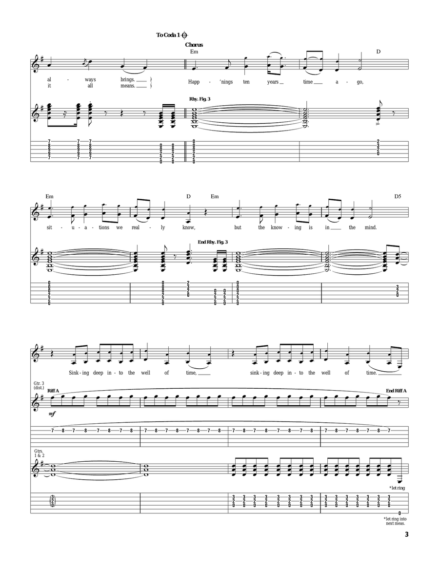 Happenings Ten Years Time Ago Guitar Tablature scores gallery preview page 3