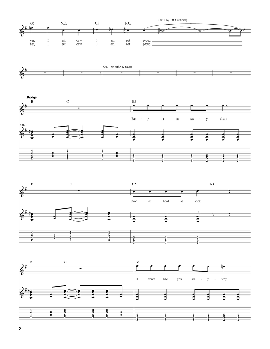 Mr. Moustache Mr. Moustache Guitar Tablature scores gallery preview page 2