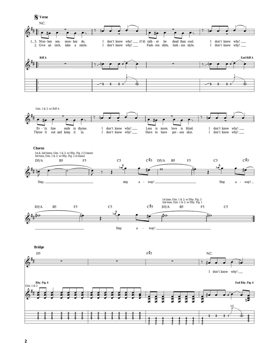 Stay Away Stay Away Acoustic Guitar scores gallery preview page 2