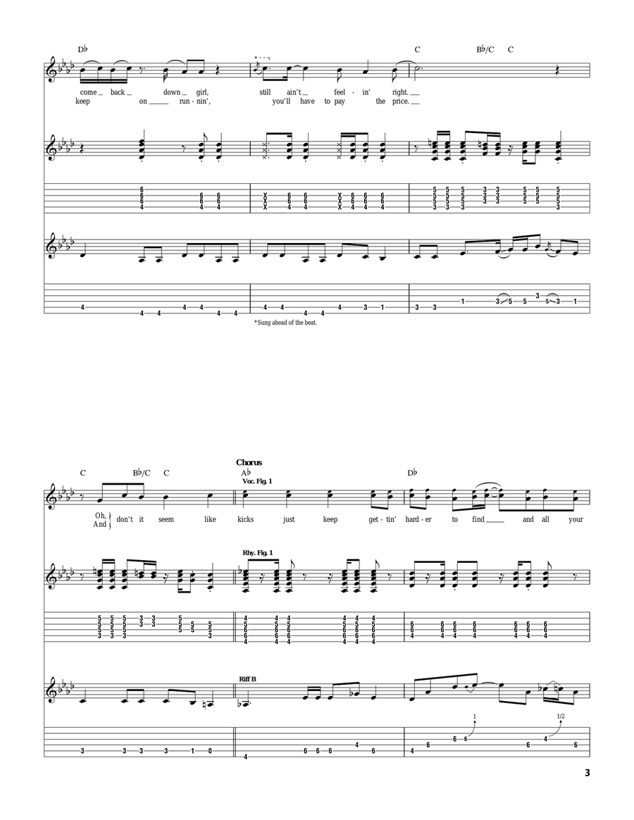Kicks Kicks Guitar Tablature scores gallery preview page 3