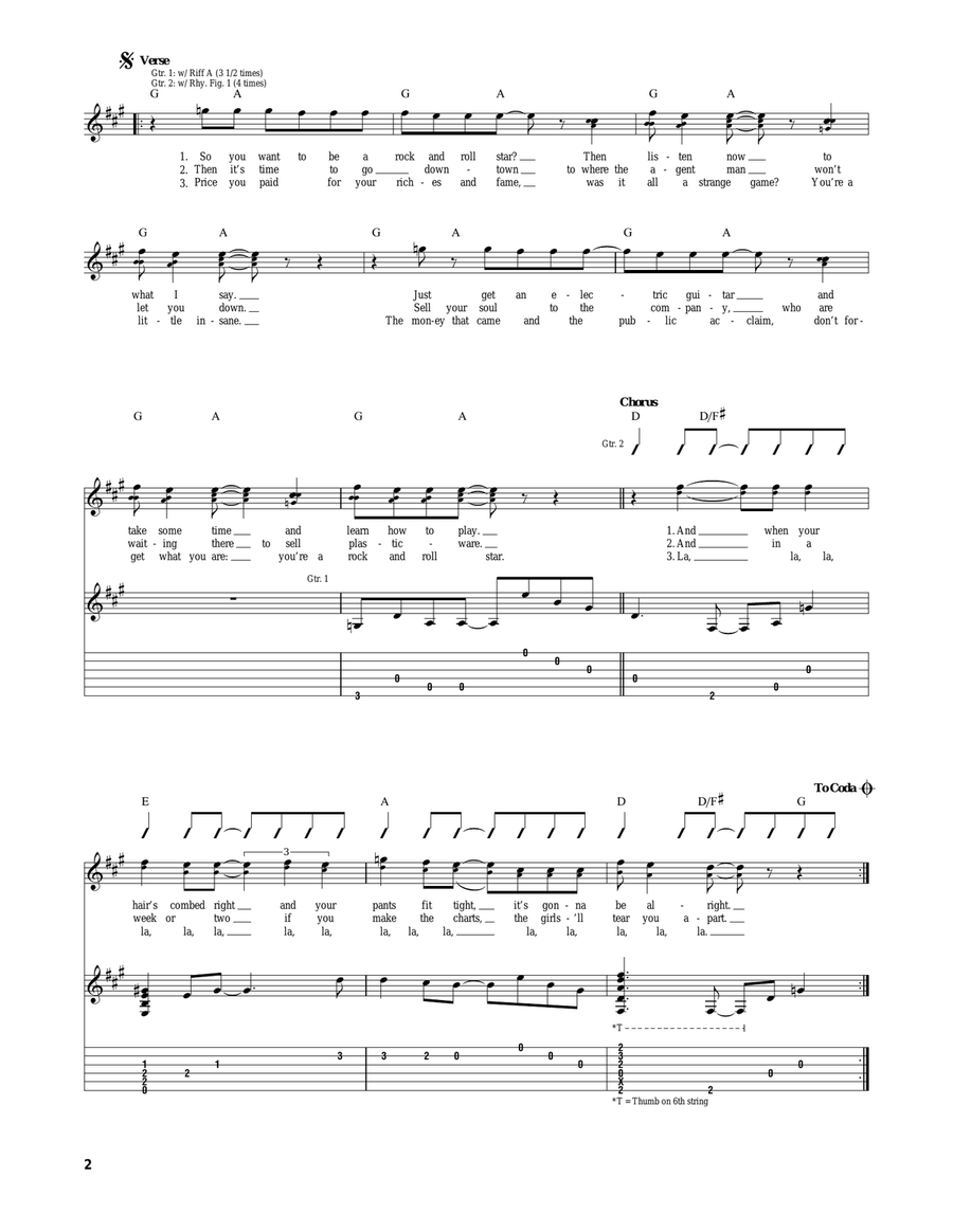 So You Want To Be A Rock And Roll Star Acoustic Guitar scores gallery preview page 2