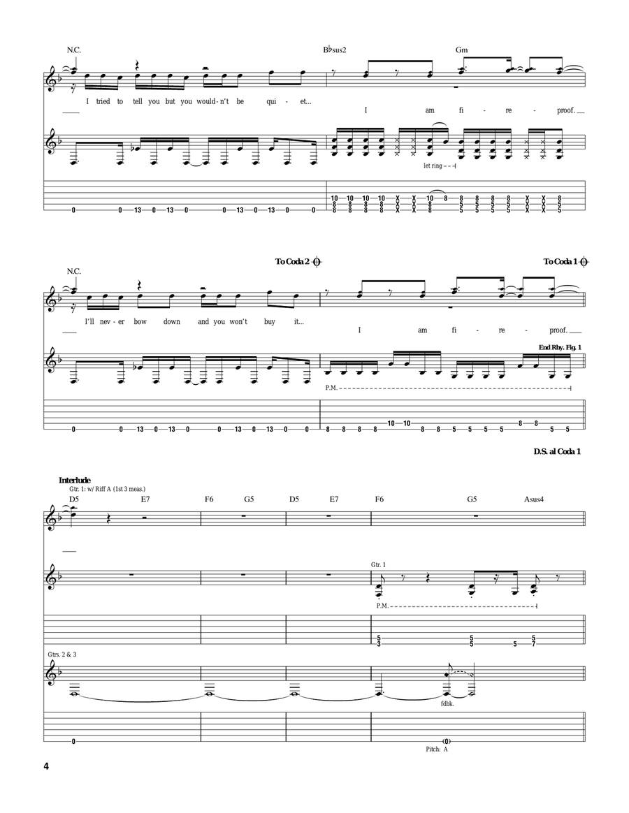 Fireproof Fireproof Guitar Tablature scores gallery preview page 4