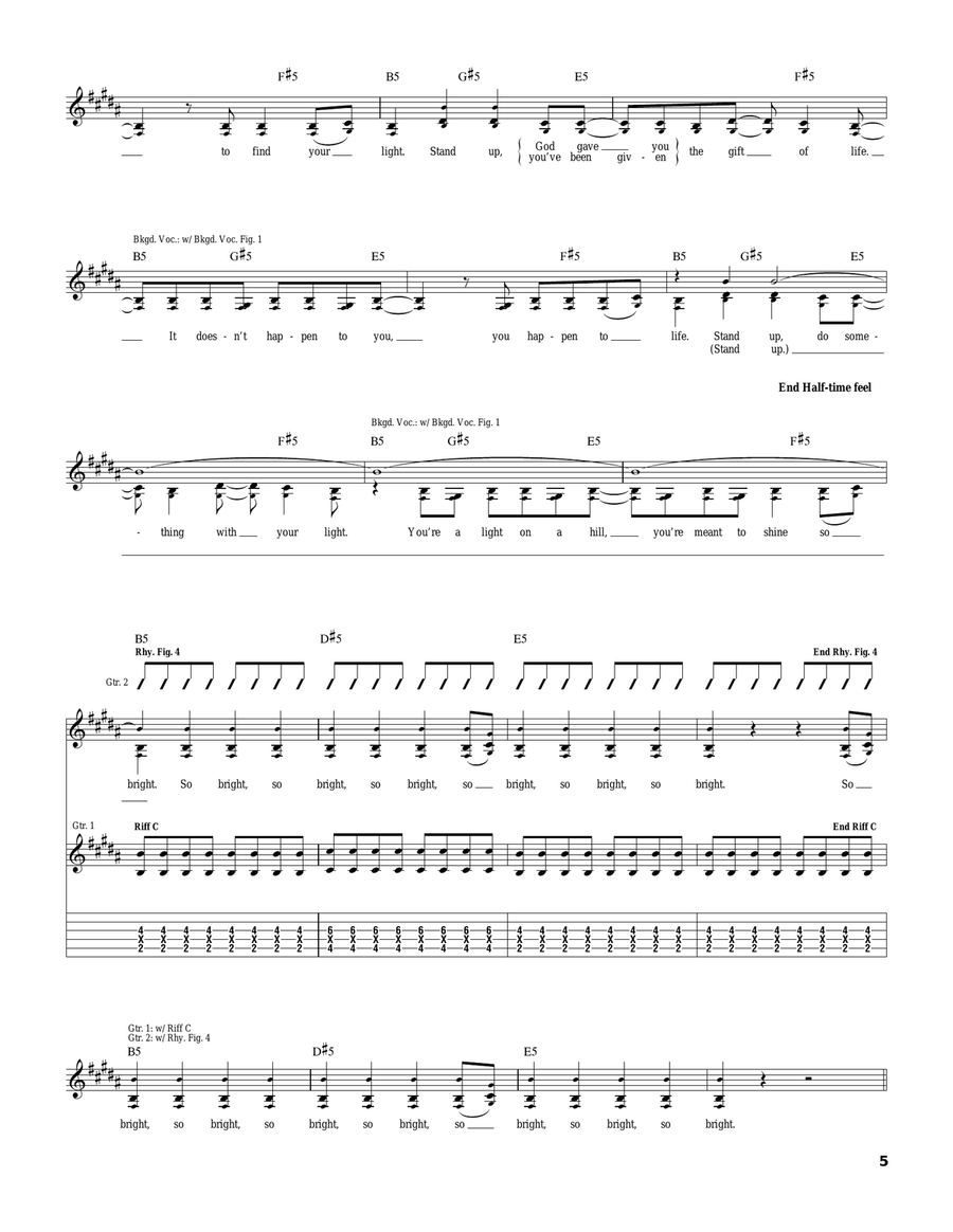So Bright (Stand Up) So Bright (Stand Up) Guitar Tablature scores gallery preview page 5