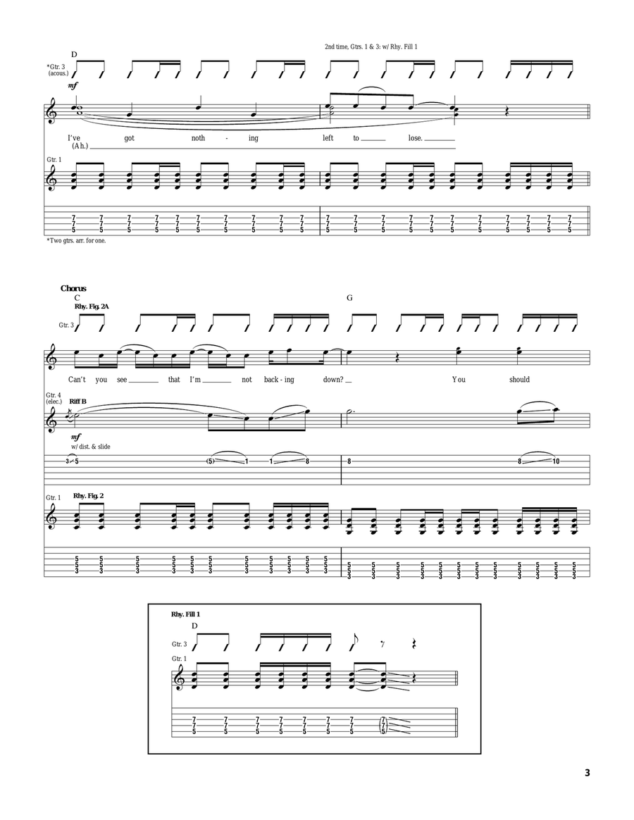 I'm Not Backing Down I'm Not Backing Down Guitar Tablature scores gallery preview page 3