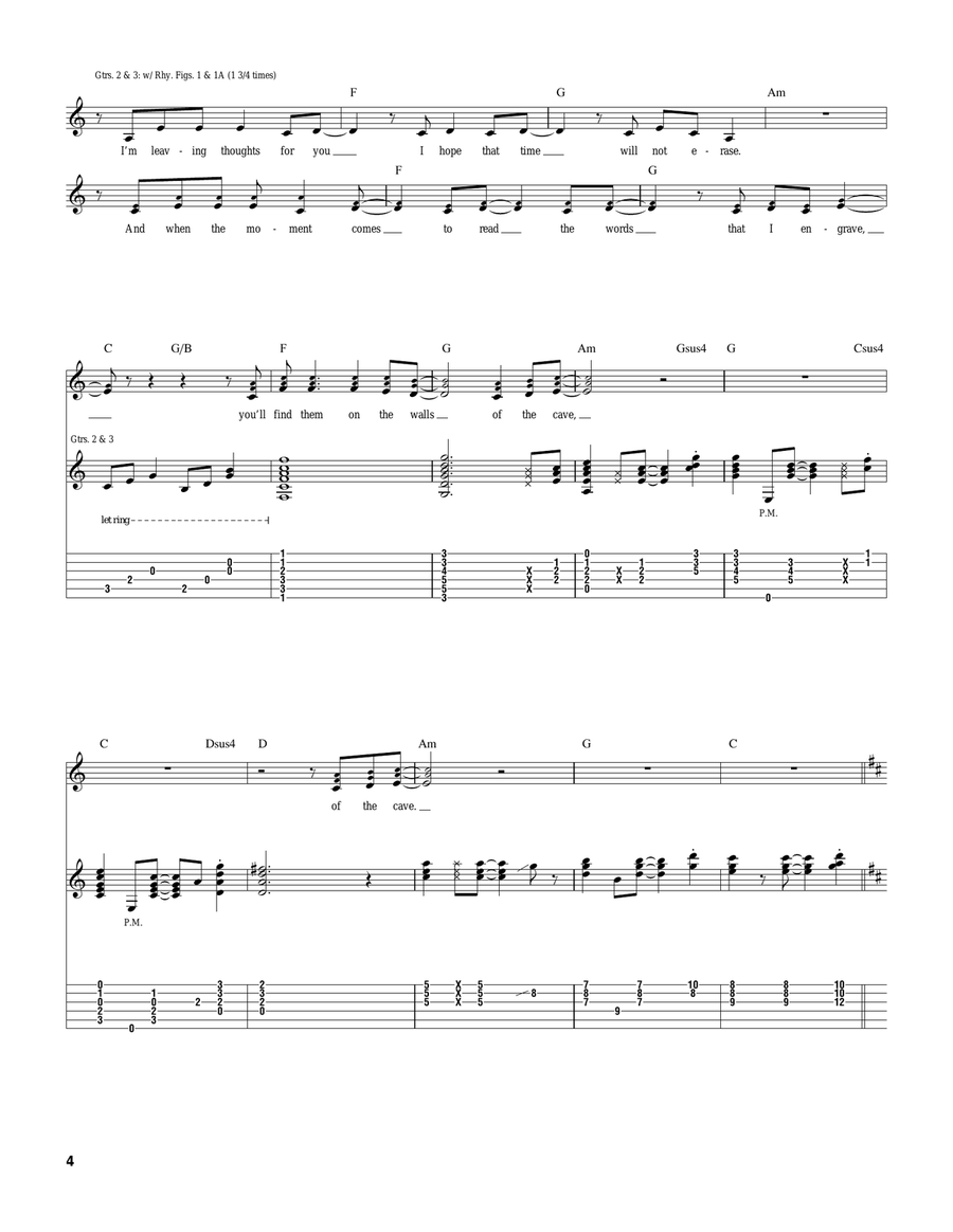 Walls Of The Cave Walls Of The Cave Guitar Tablature scores gallery preview page 4