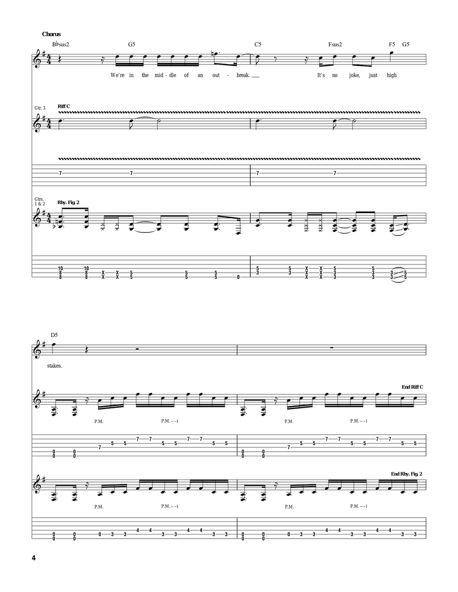 Epidemic Epidemic Guitar Tablature scores gallery preview page 4
