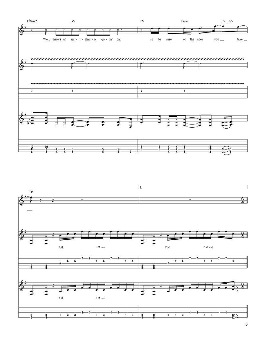 Epidemic Epidemic Guitar Tablature scores gallery preview page 5