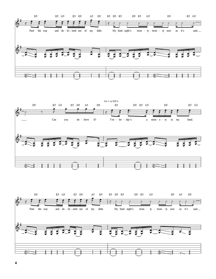 Hindsight Hindsight Guitar Tablature scores gallery preview page 4