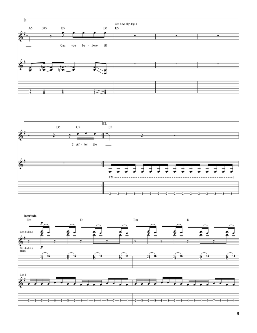 Hindsight Hindsight Guitar Tablature scores gallery preview page 5