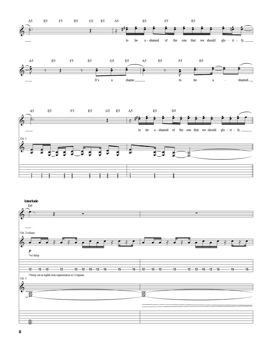 A Shame A Shame Guitar Tablature scores gallery preview page 6