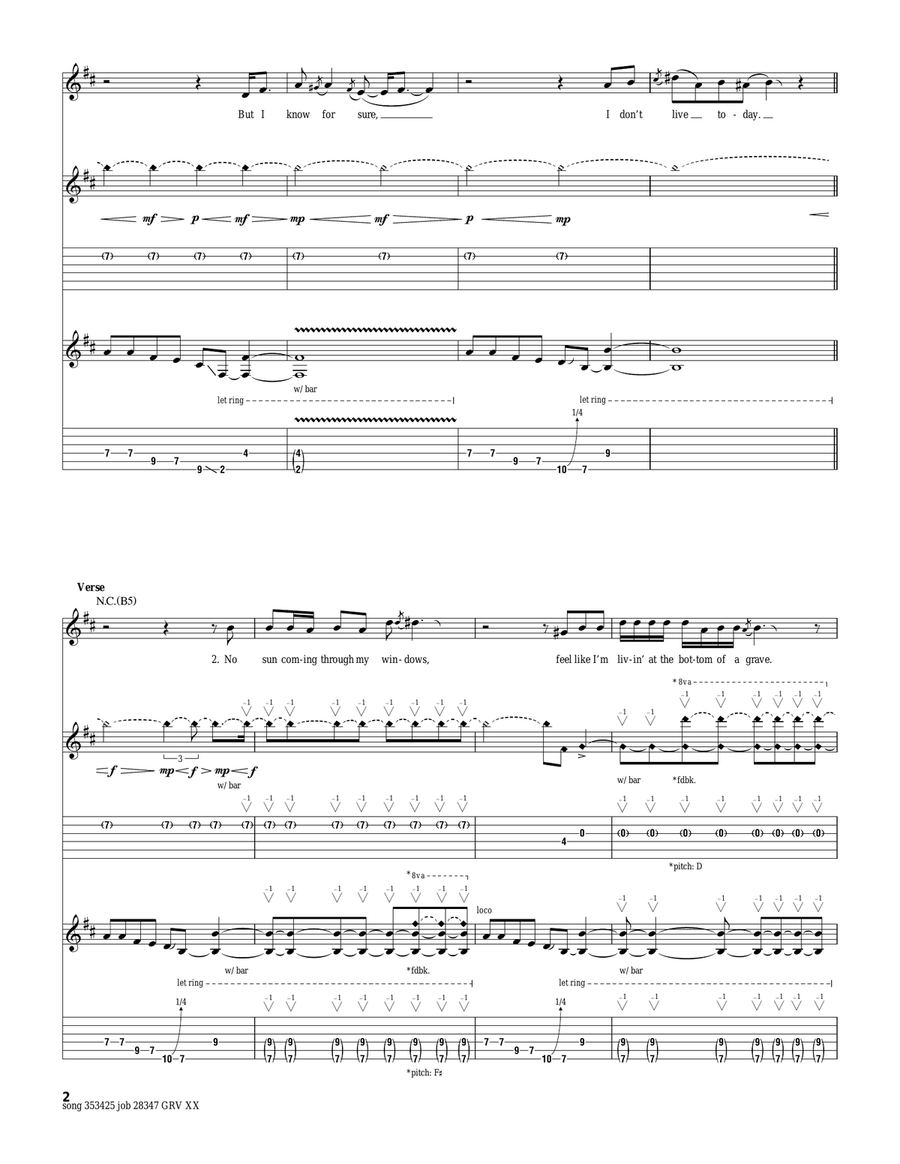 I Don't Live Today Electric Guitar scores gallery preview page 2