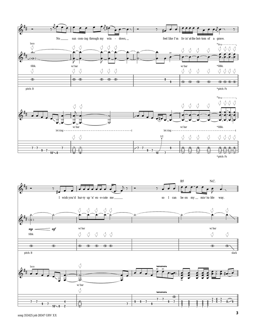 I Don't Live Today Electric Guitar scores gallery preview page 3