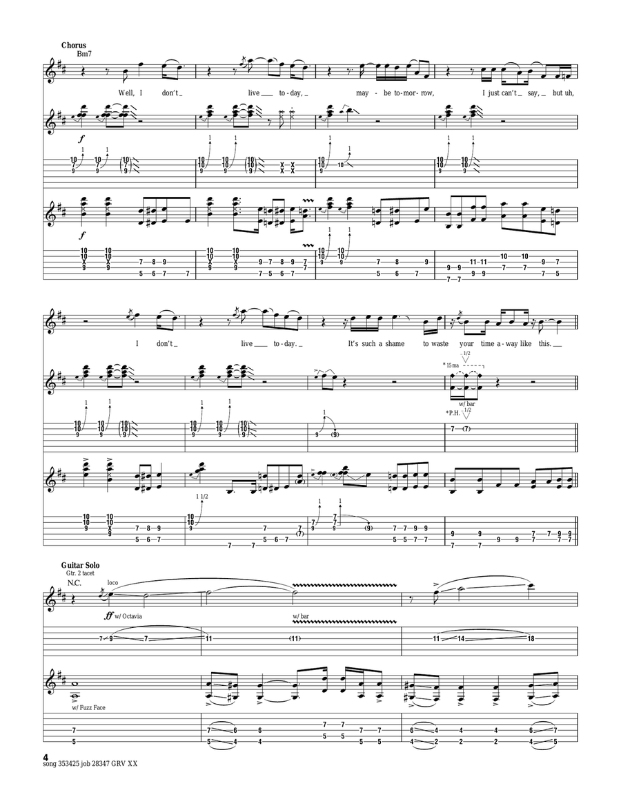 I Don't Live Today Electric Guitar scores gallery preview page 4