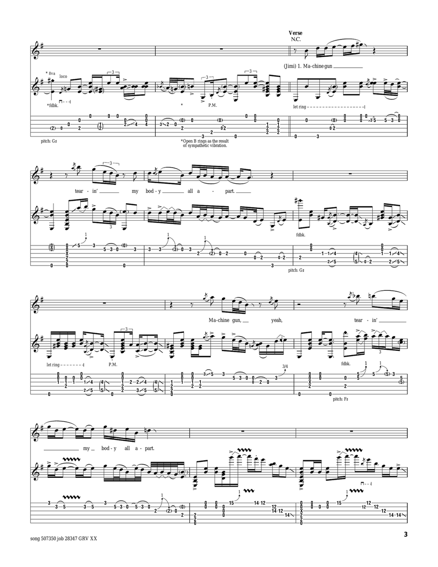 Machine Gun Machine Gun Guitar Tablature scores gallery preview page 3