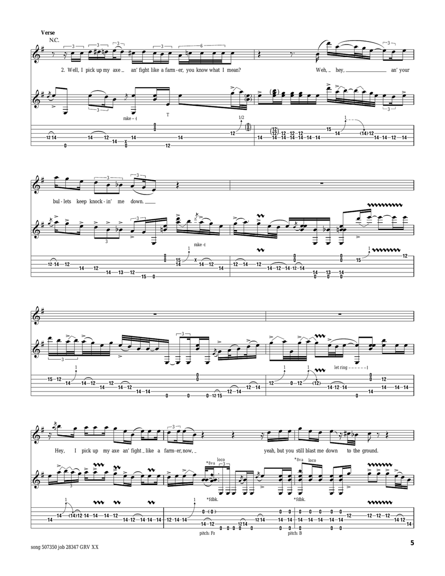 Machine Gun Machine Gun Guitar Tablature scores gallery preview page 5