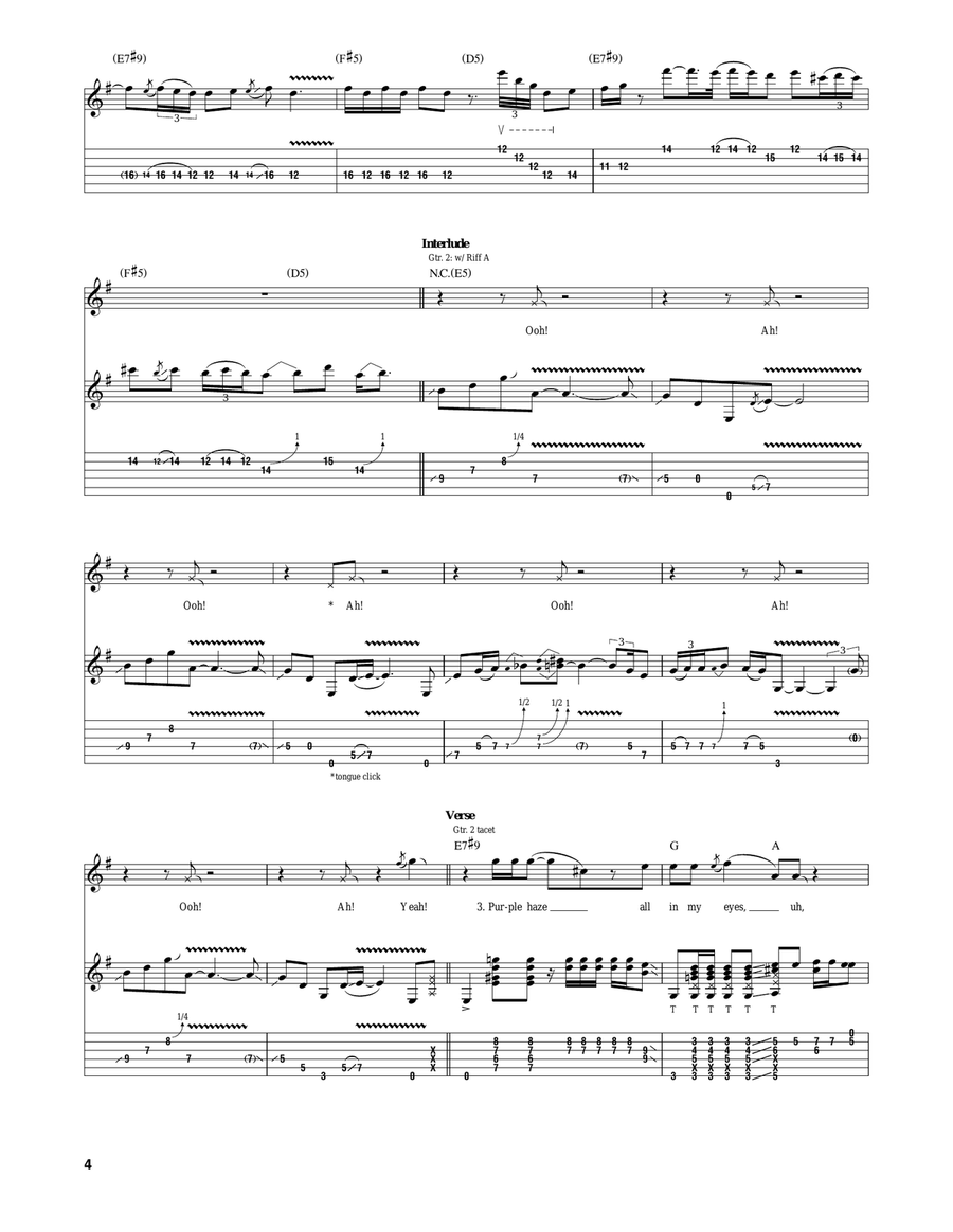 Purple Haze Purple Haze Electric Guitar scores gallery preview page 4