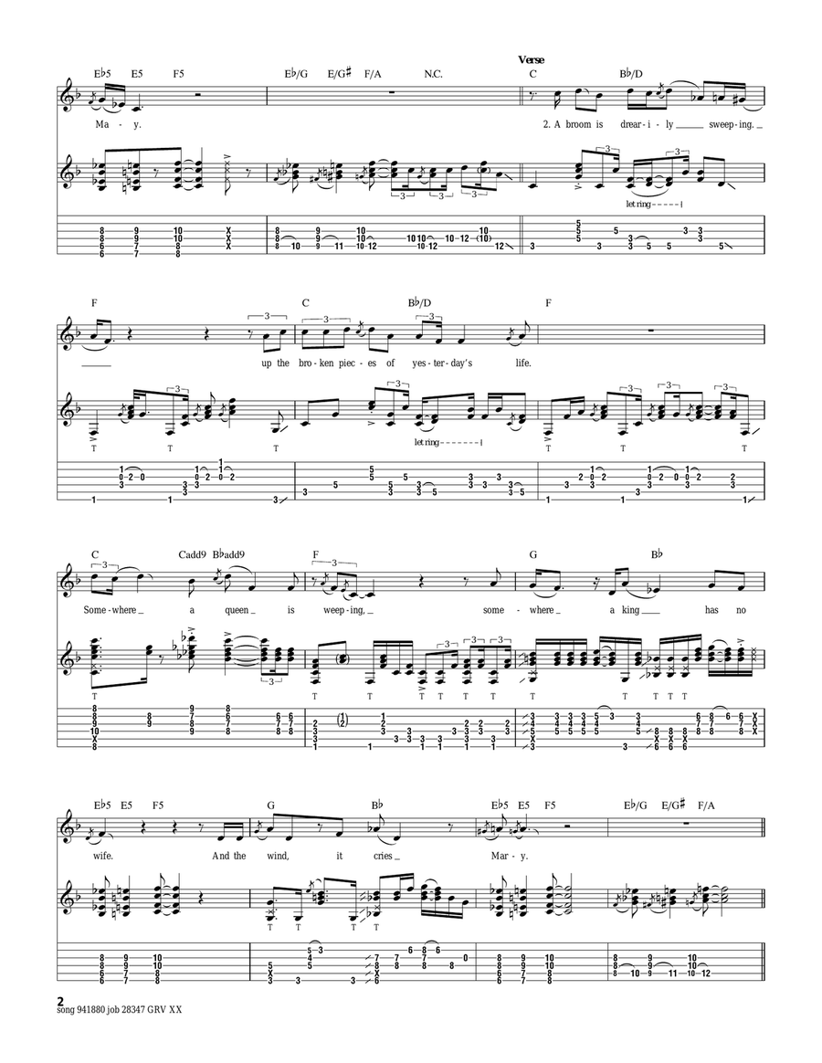 The Wind Cries Mary The Wind Cries Mary Acoustic Guitar scores gallery preview page 2