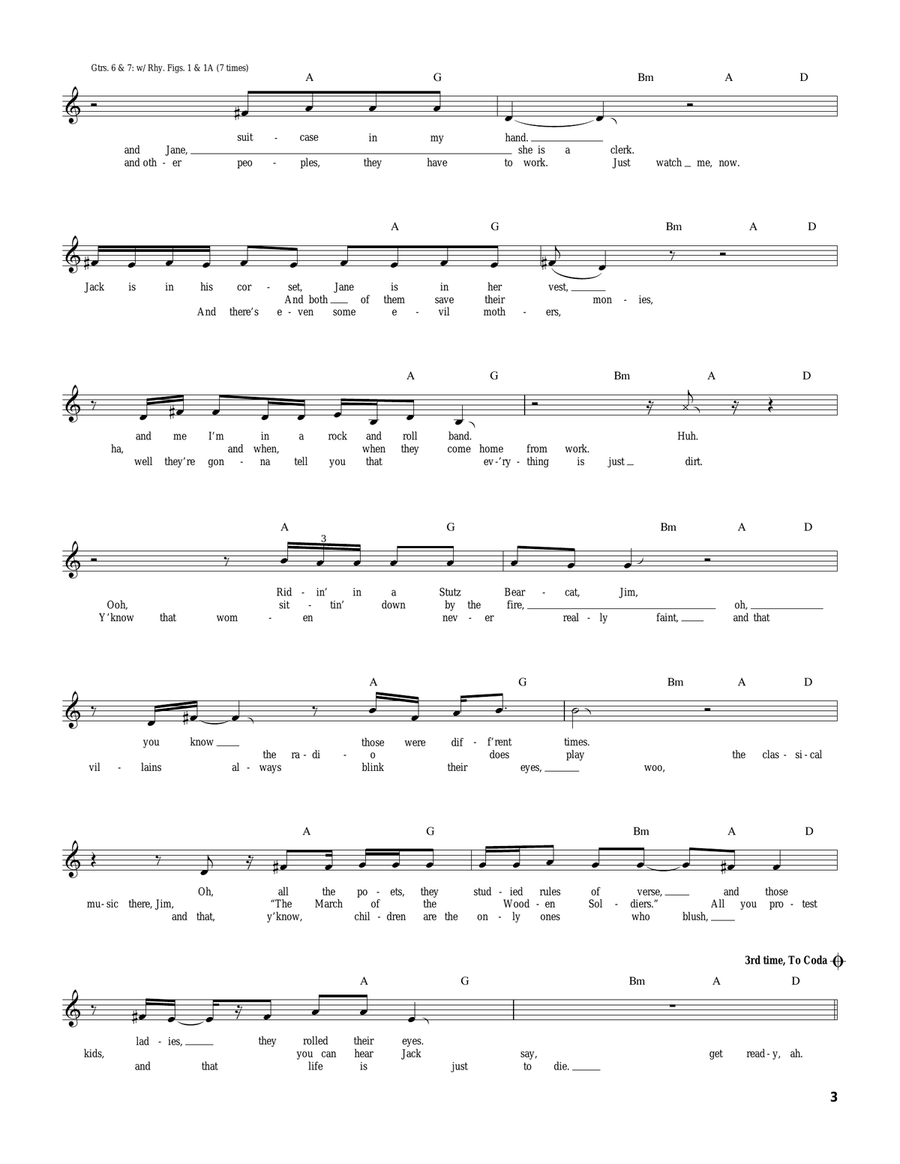 Sweet Jane Sweet Jane Guitar Tablature scores gallery preview page 3