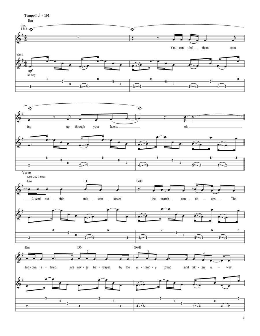 Even Even Guitar Tablature scores gallery preview page 5