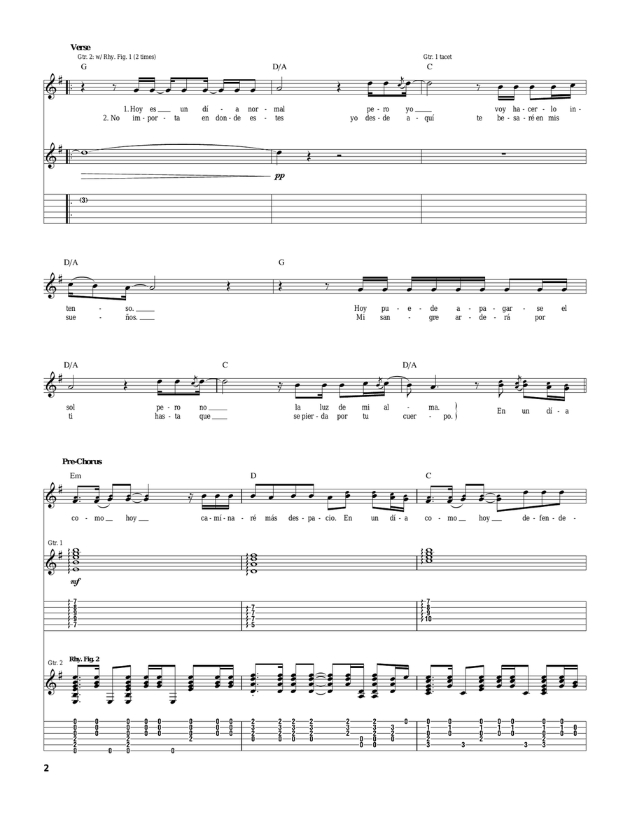Un Dia Normal Un Dia Normal Acoustic Guitar scores gallery preview page 2