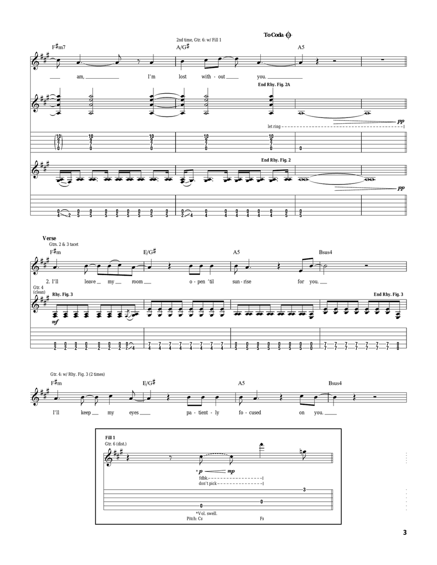 I'm Lost Without You Electric Guitar scores gallery preview page 3