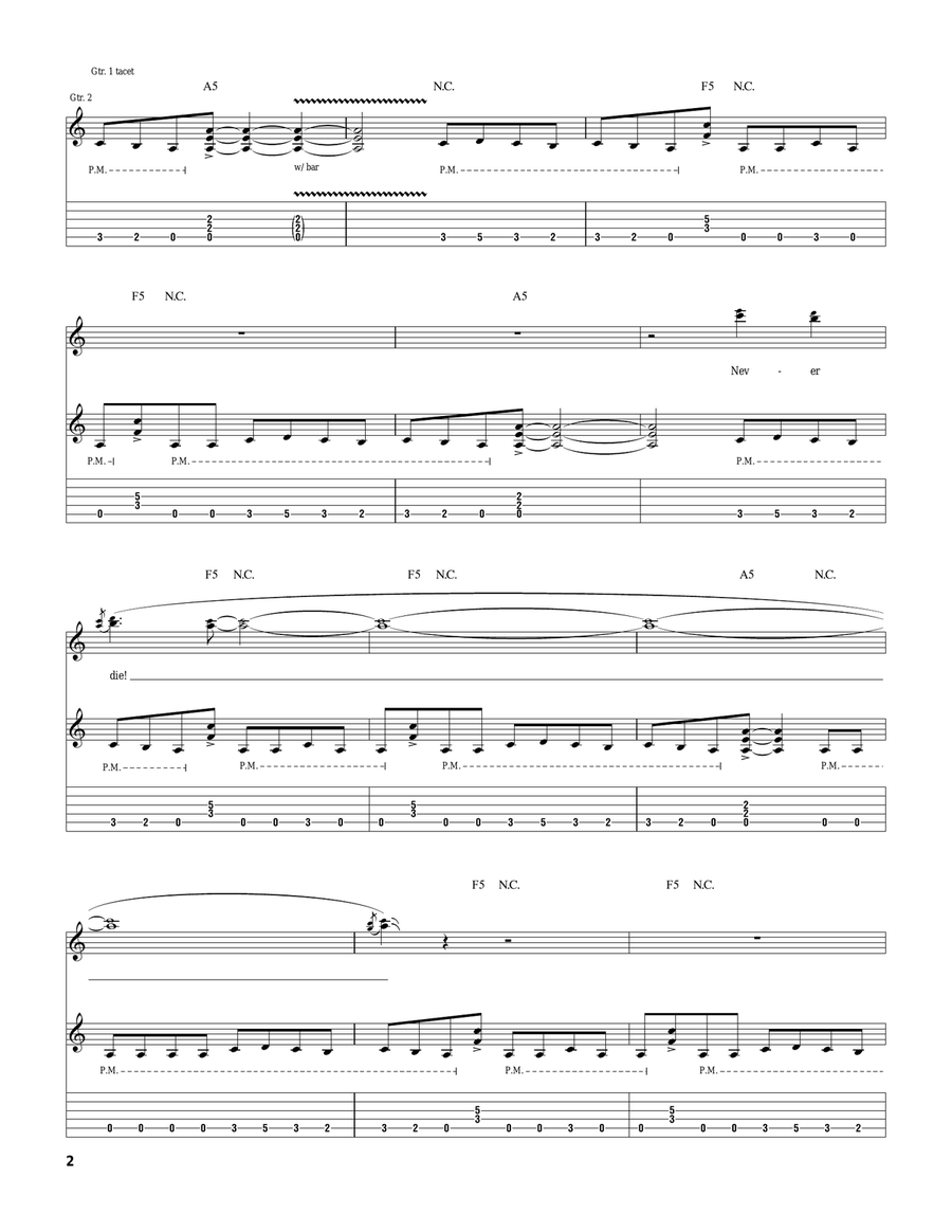 Never Die Never Die Electric Guitar scores gallery preview page 2