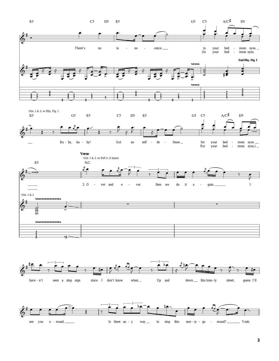 Bedroom Eyes Bedroom Eyes Electric Guitar scores gallery preview page 3