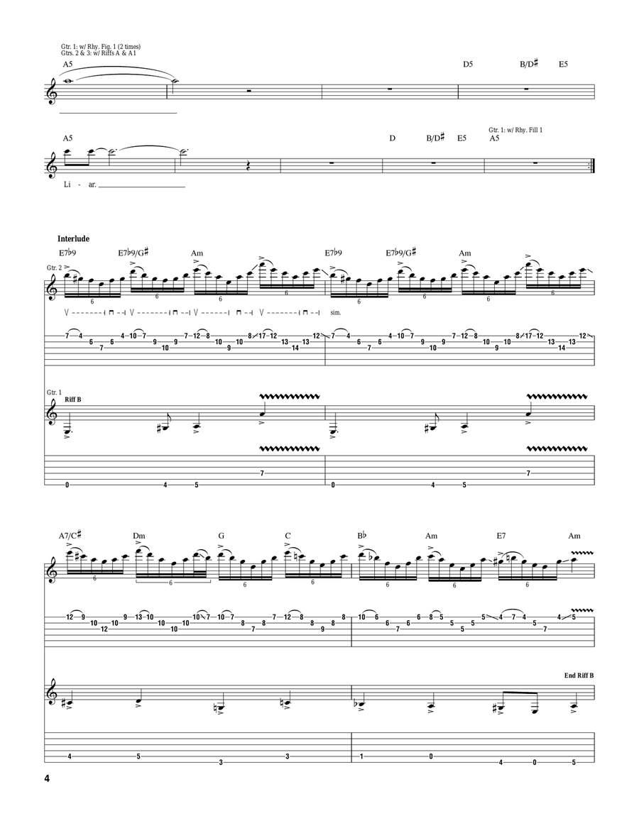 Liar Liar Electric Guitar scores gallery preview page 4