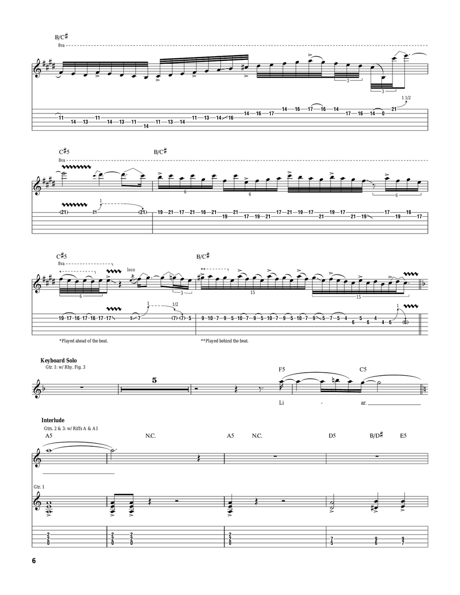 Liar Liar Electric Guitar scores gallery preview page 6