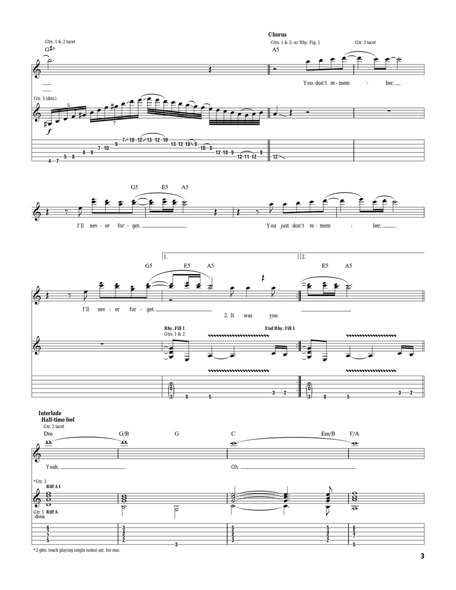 You Don't Remember I'll Never Forget Electric Guitar scores gallery preview page 3