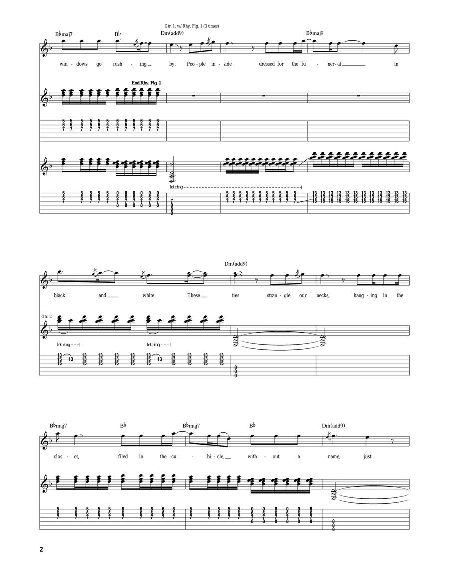 For The Workforce, Drowning Guitar Tablature scores gallery preview page 2