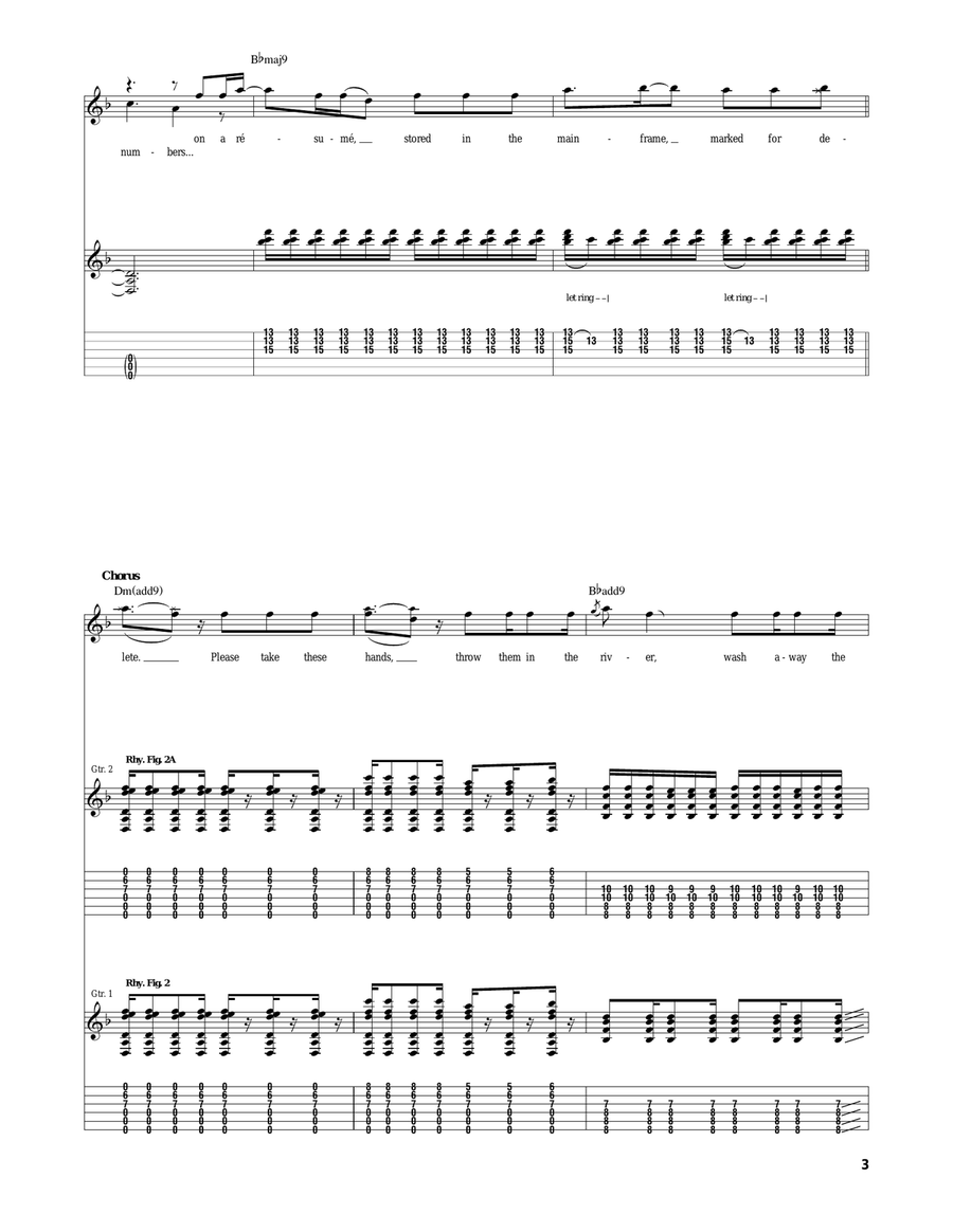 For The Workforce, Drowning Guitar Tablature scores gallery preview page 3