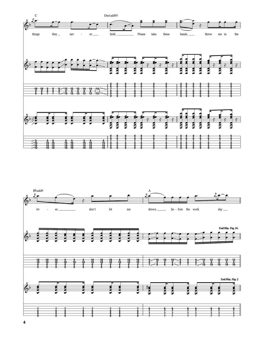 For The Workforce, Drowning Guitar Tablature scores gallery preview page 4