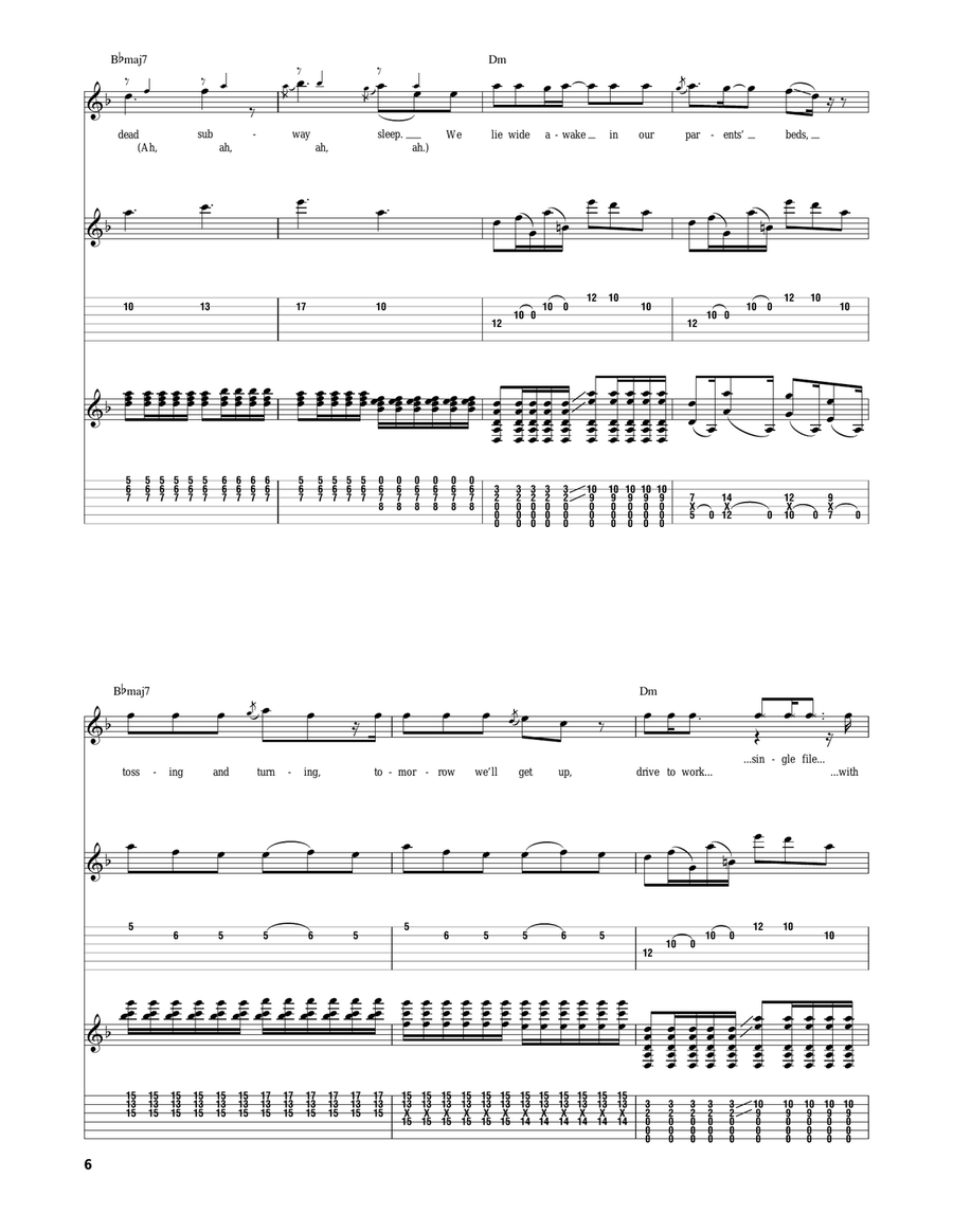 For The Workforce, Drowning Guitar Tablature scores gallery preview page 6